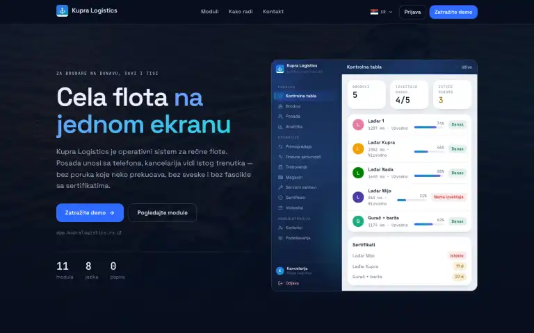 Kupra Logistics product website
